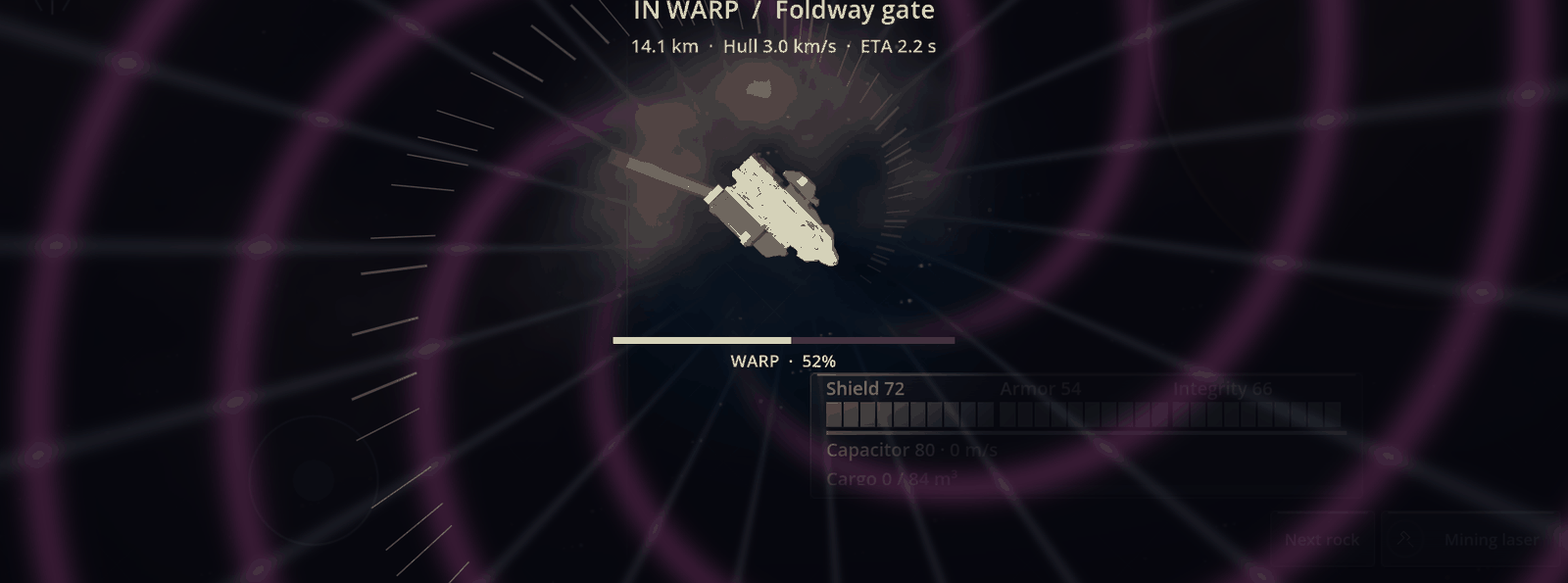 A Workhorse ship in a monochrome warp tunnel.